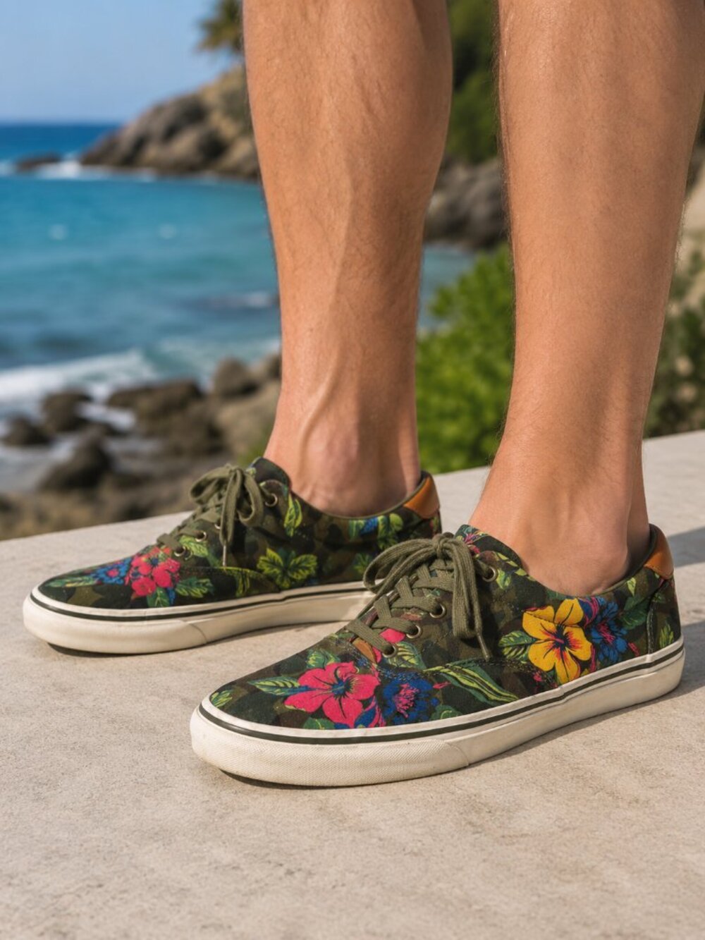 Polo Ralph Lauren Men's Thorton III Tropical Floral Canvas Sneakers Size 10D